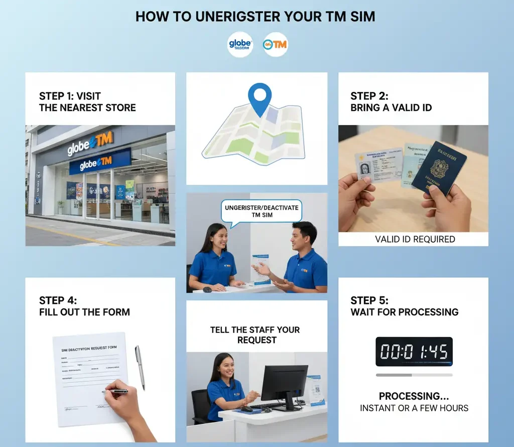 Deactivate TM Sim via Visit a Globe or TM Store