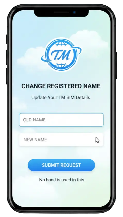 Change Registered Name on TM SIM