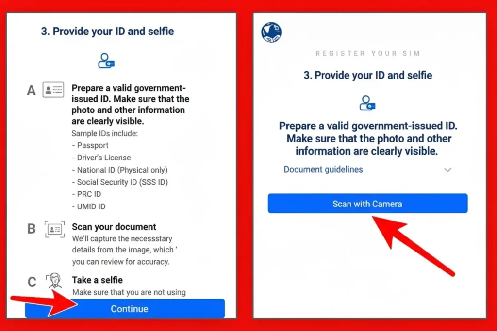 Required ID and Selfie for TM SIM Registration