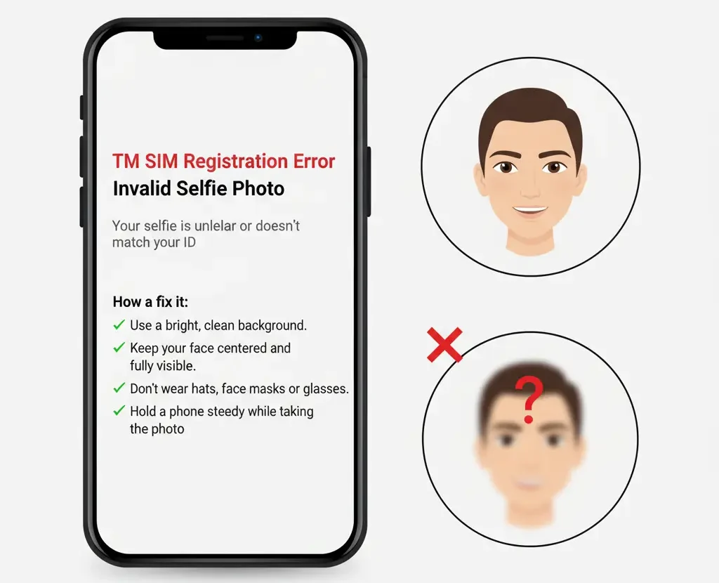 TM SIM Registration Invalid Selfie error