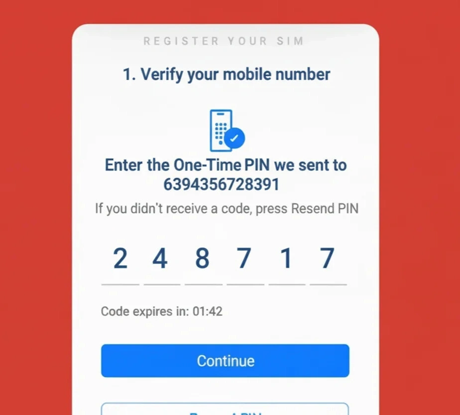 TM Sim OTP for TM Registration