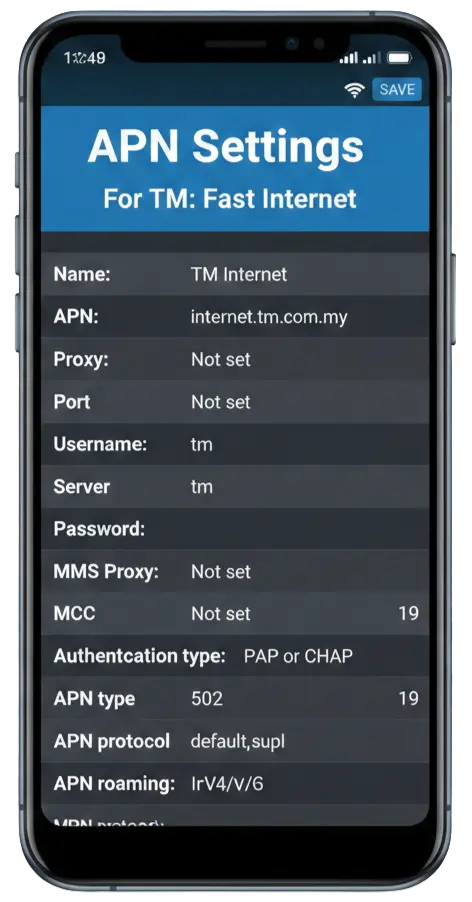 Best APN Settings for TM Fast Internet