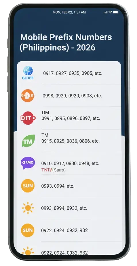 Mobile Prefix Numbers in Philippines